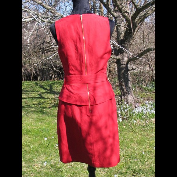 Banana Republic Classic Belted Summer Red Dress D0085 - Picture 2 of 3